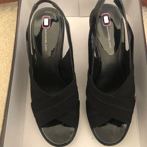 Slide On Black Wedge Sandals